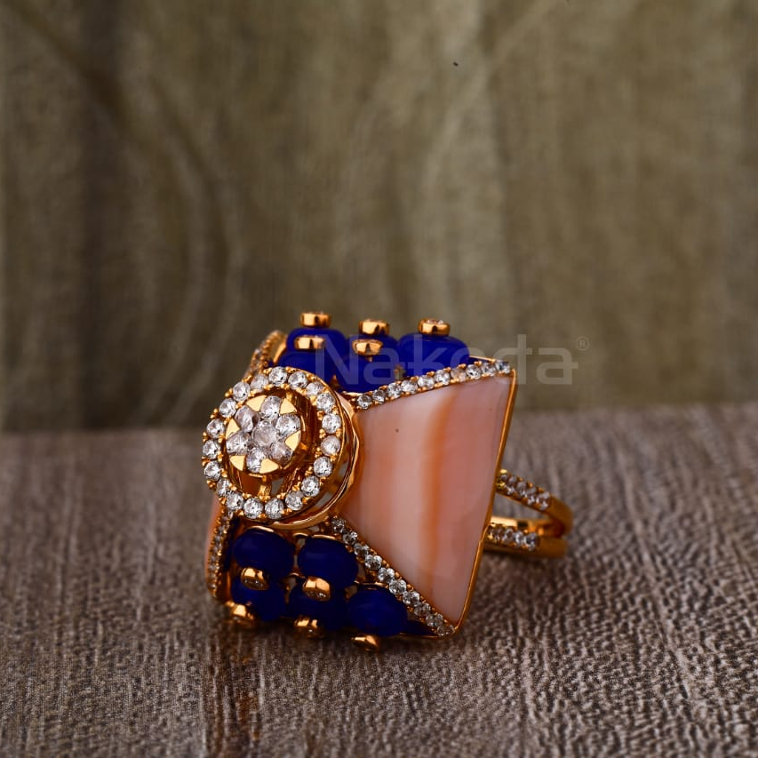 750 Rose Gold CZ Ladies Fancy Ring RLR910
