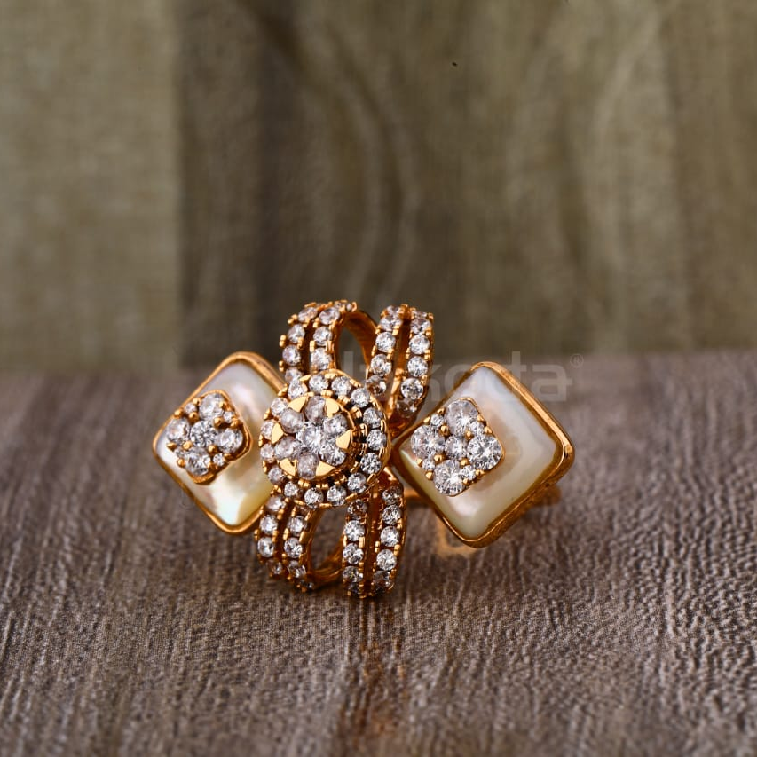 750 Rose Gold CZ Hallmark Designer Ladies Ring RLR911
