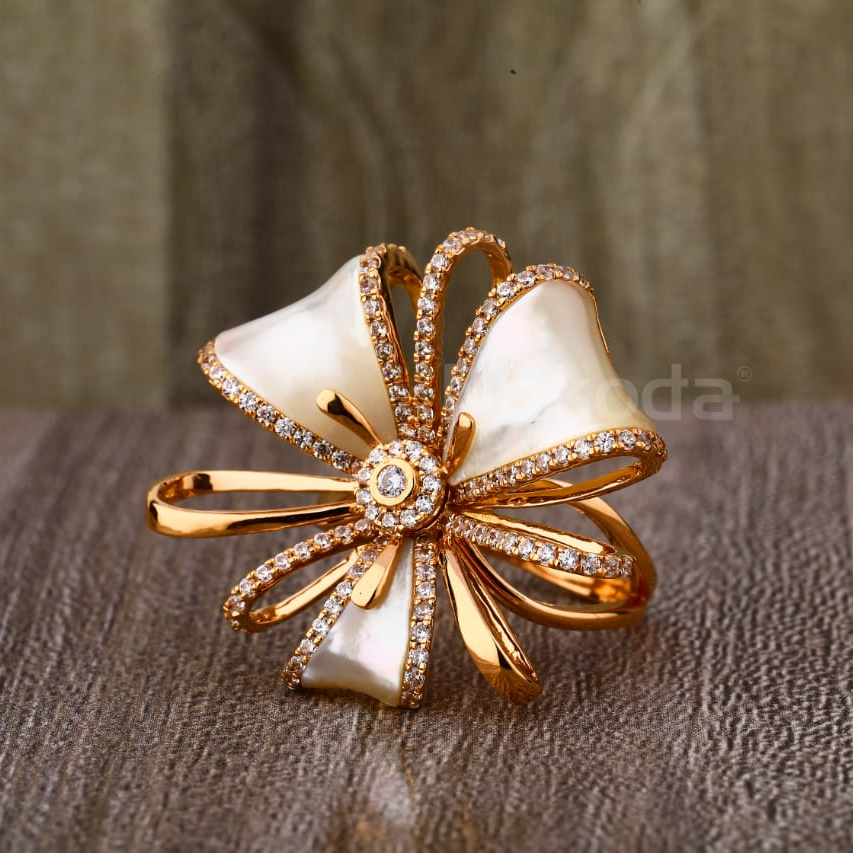 750 rose gold hallmark designer ladies ring rlr905
