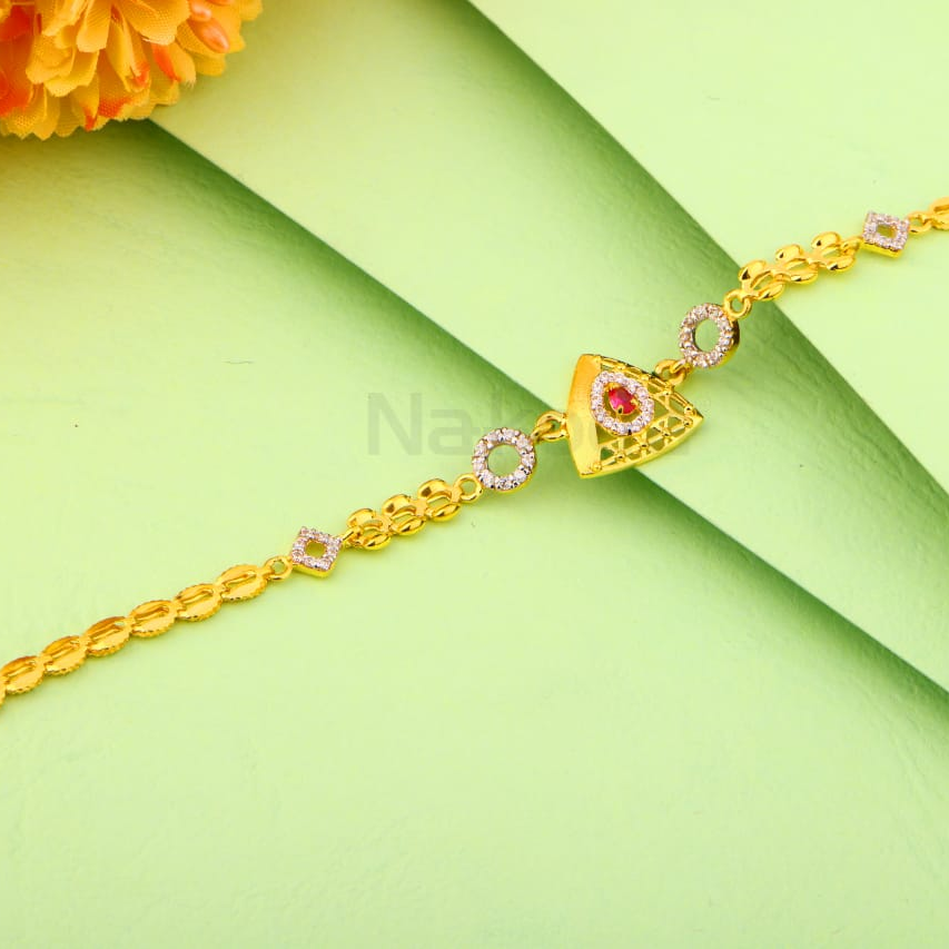 916 Gold CZ Ladies Classic Bracelet LB551