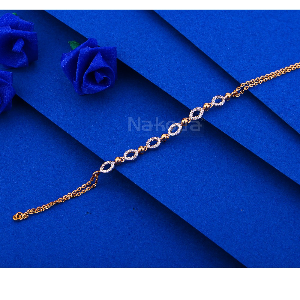 750 Rose Gold Cz Delicate Hallmark Women's Bracelet RLB92