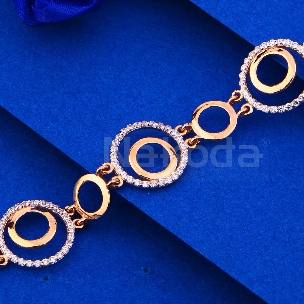 750 rose gold cz Designer hallmark women's bracelet rLB91 - Image 2