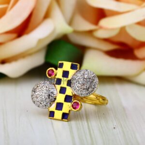 916 Gold CZ Ladies Exclusive Long Ring LLR380