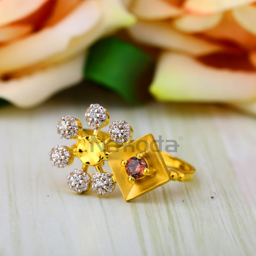 916 Gold CZ Delicate Ladies Long Ring LLR382