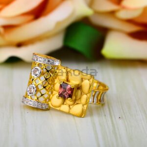 916 Gold CZ Classic Ladies Long Ring LLR383