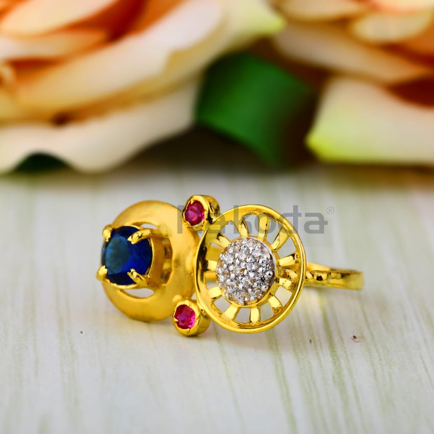 916 Gold CZ Ladies Long Ring LLR384