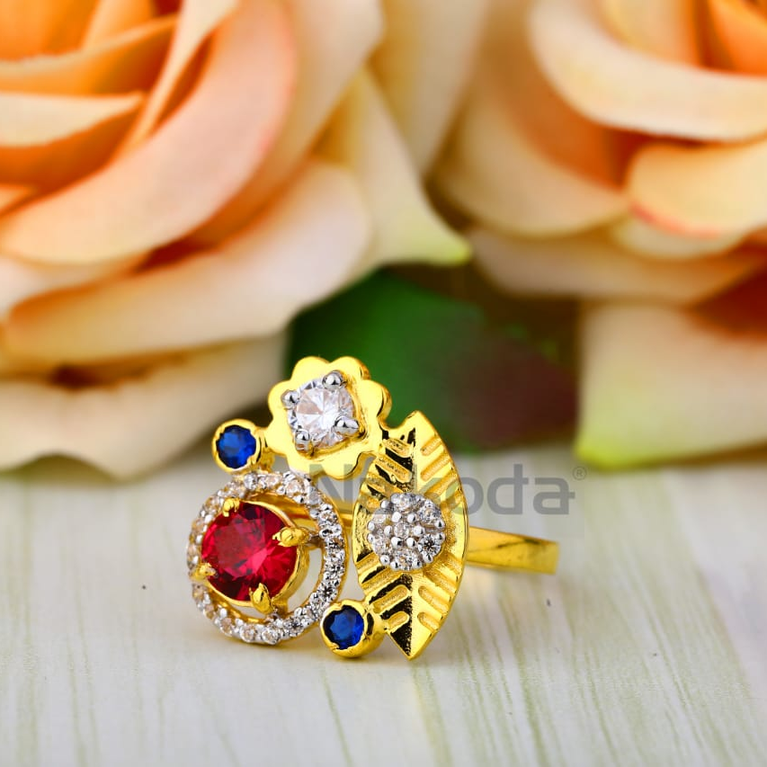 916 Gold CZ Designer Ladies Ring LLR373