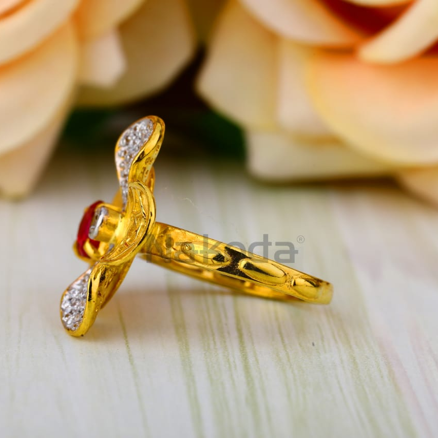 916 Gold Hallmark Delicate Ladies Ring LLR360 - Image 2