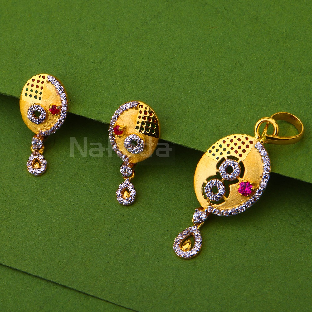 916 Gold Women's Delicate Hallmark Fancy Pendant Set FPS492