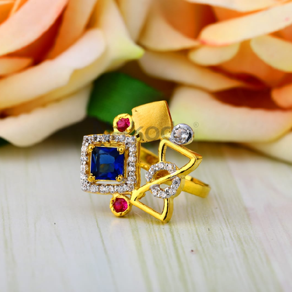 916 Gold CZ Ladies Designer Ring LLR388