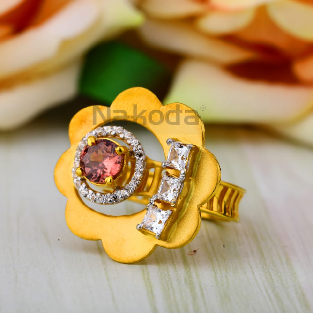 916 Gold CZ Ladies Classic Ring LLR390