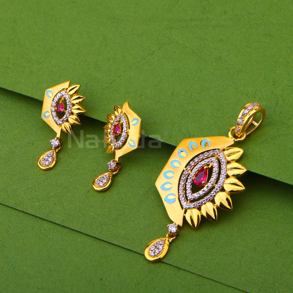 916 Gold Designer Ladies Fancy Pendant Set FPS482