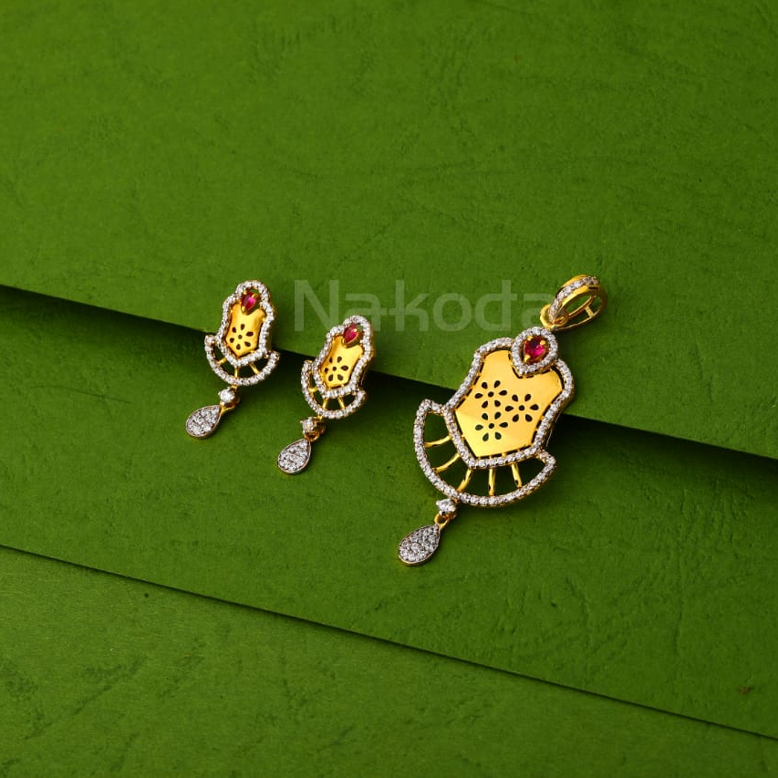 916 gold cz hallmark ladies pendant set fps461