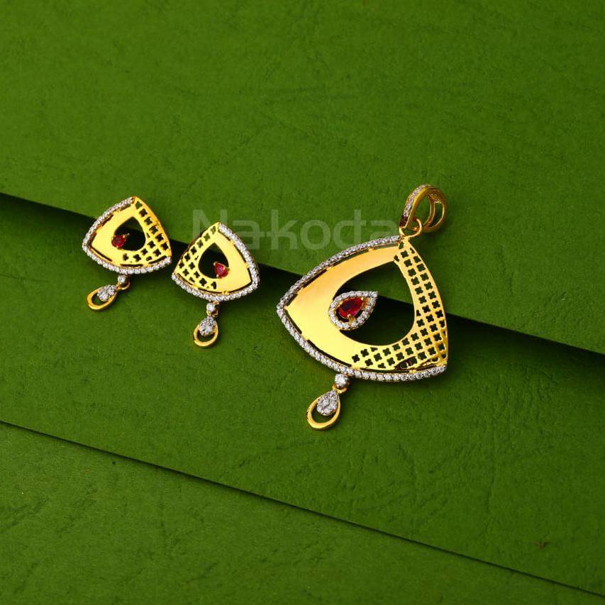 916 Gold Ladies Designer Pendant Set FPS450