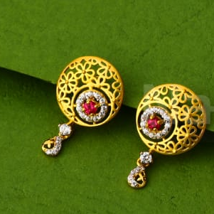22KT Gold CZ Hallmark Stylish Ladies Pendant Set FPS443 - Image 2