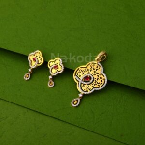 22KT Gold CZ Hallmark Designer Ladies Pendant Set FPS439