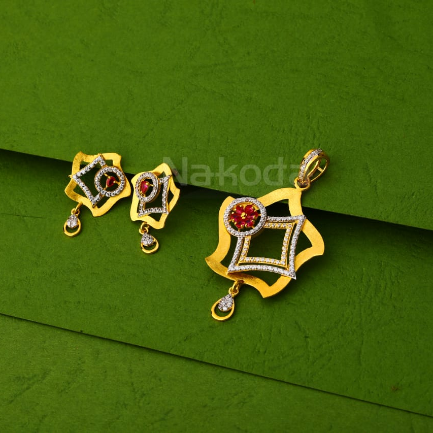 22KT Gold CZ Ladies Fancy Pendant Set FPS433