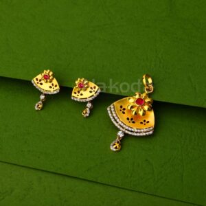 916 Gold CZ Hallmark Ladies Stylish Pendant Set FPS383