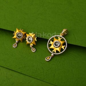 916 Gold CZ Hallmark Ladies Designer Pendant Set FPS379