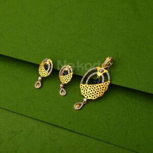 916 Gold CZ Hallmark Ladies Pendant Set FPS414