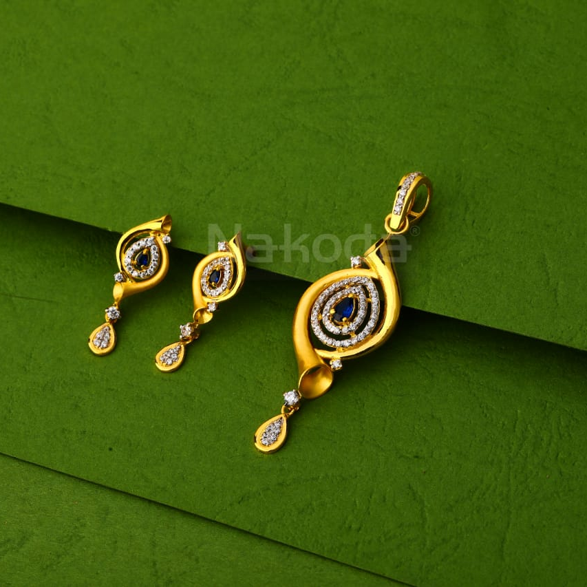 916 Gold CZ Exclusive Ladies Pendant Set FPS410