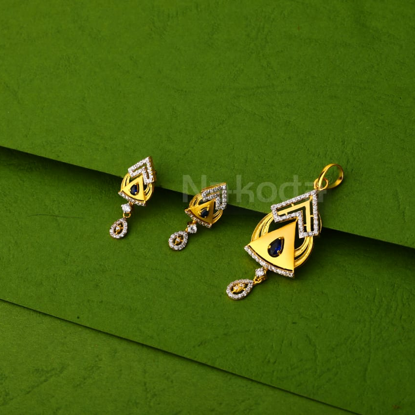 916 Gold CZ Delicate Ladies Pendant Set FPS409 - Image 2
