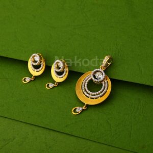 916 Gold CZ Classic Ladies Pendant Set FPS407