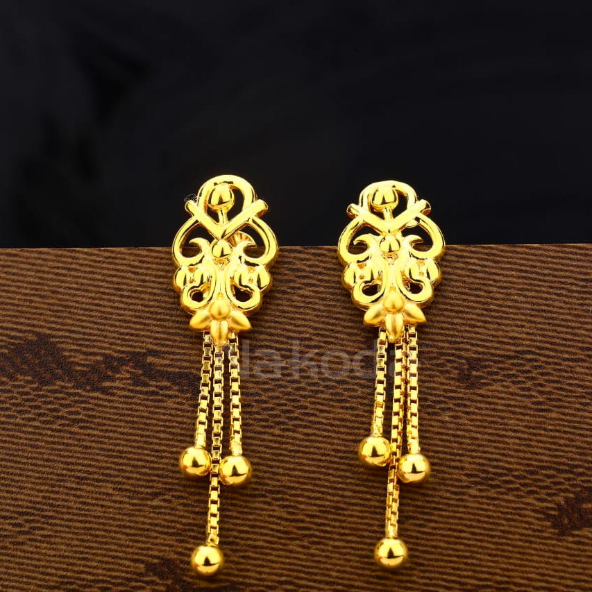 916 Gold Hallmark Gorgeous Ladies Plain Earrings LPE348