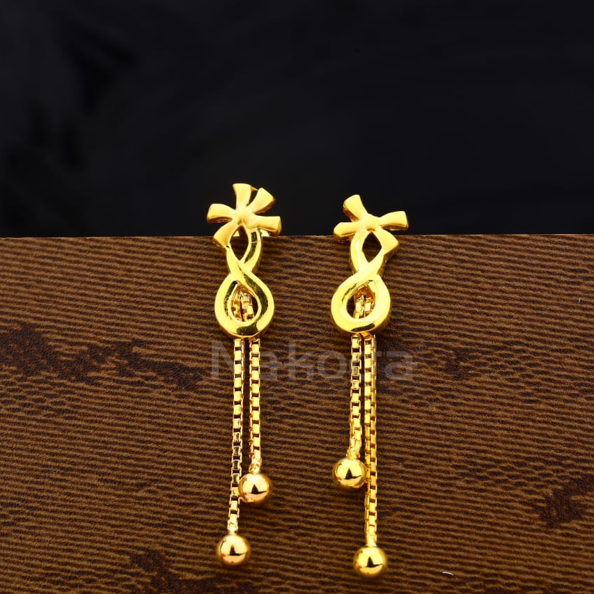 916 Gold Hallmark Fancy Ladies Plain Earrings LPE349