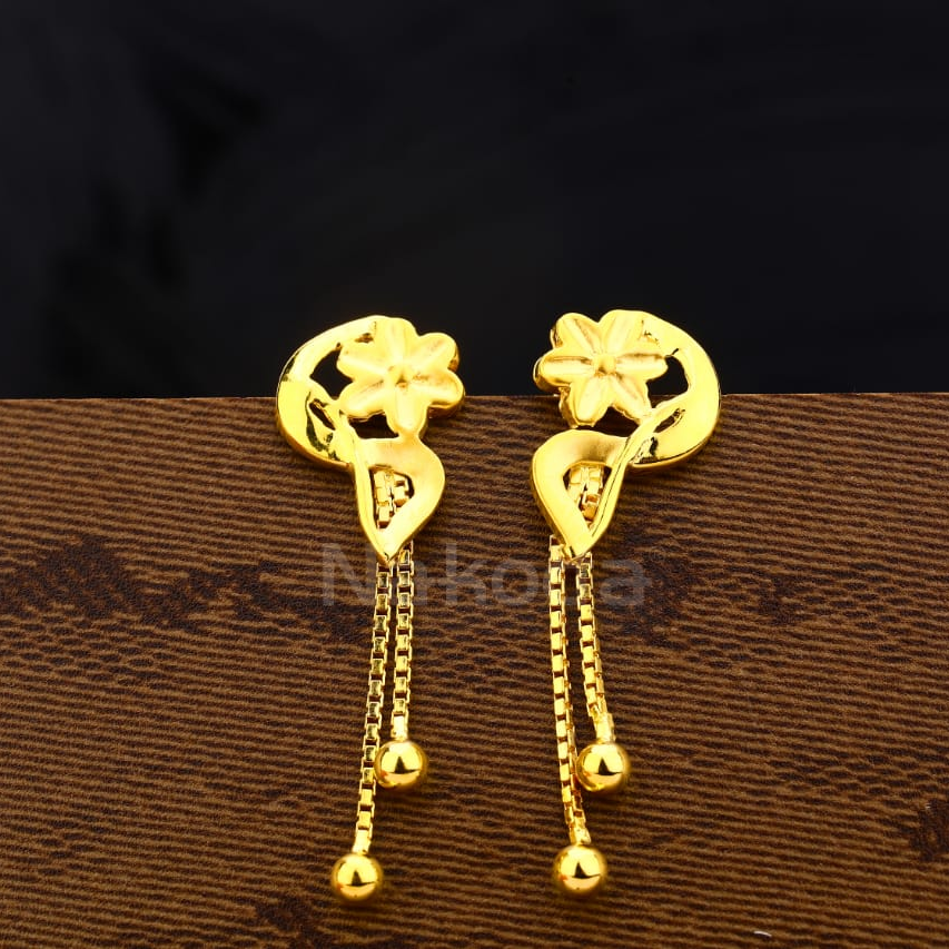 916 Gold Hallmark Designer Ladies Plain Earrings LPE351