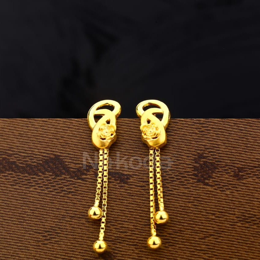916 Gold Hallmark Classic Ladies Plain Earrings LPE353