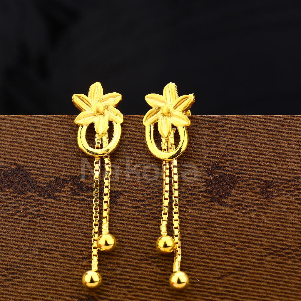 22KT Gold Ladies Fancy Plain Earring LPE345