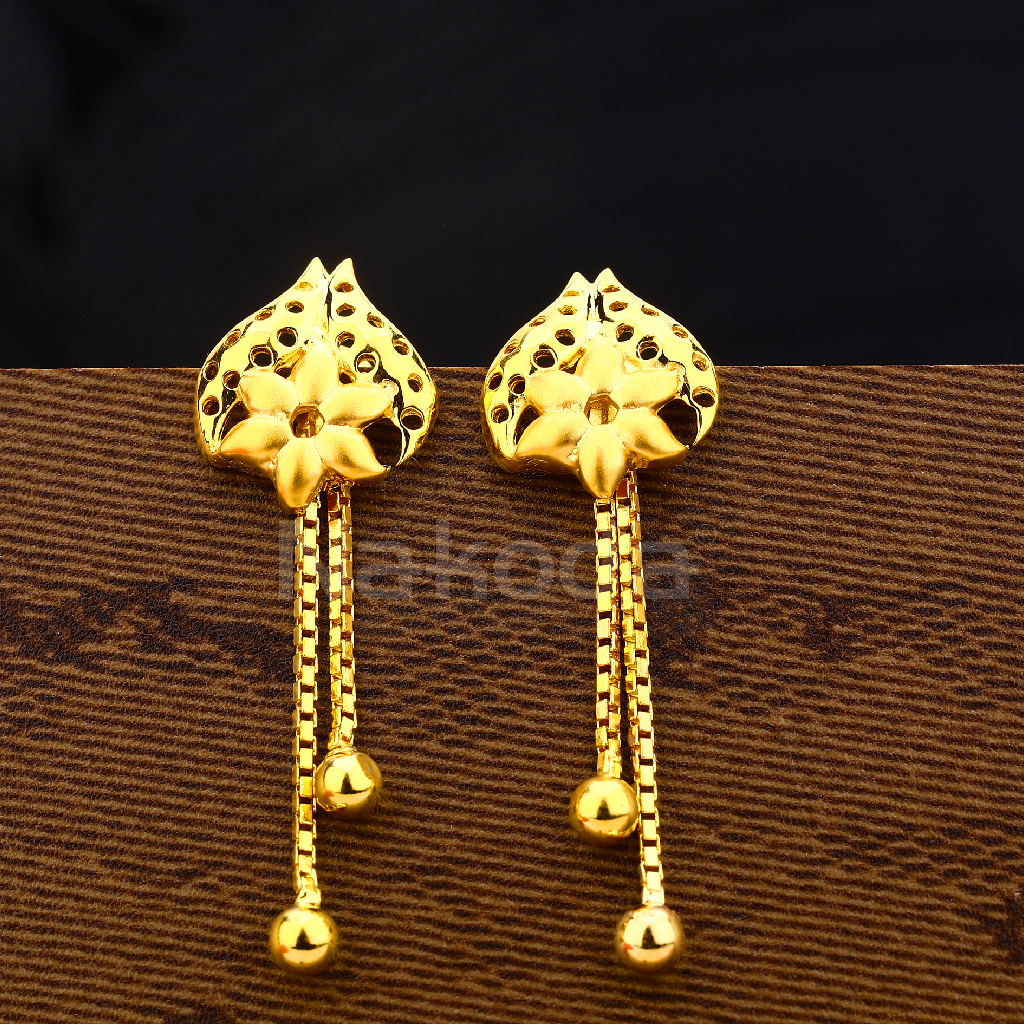 22KT Gold Ladies Classic Plain Earring LPE341