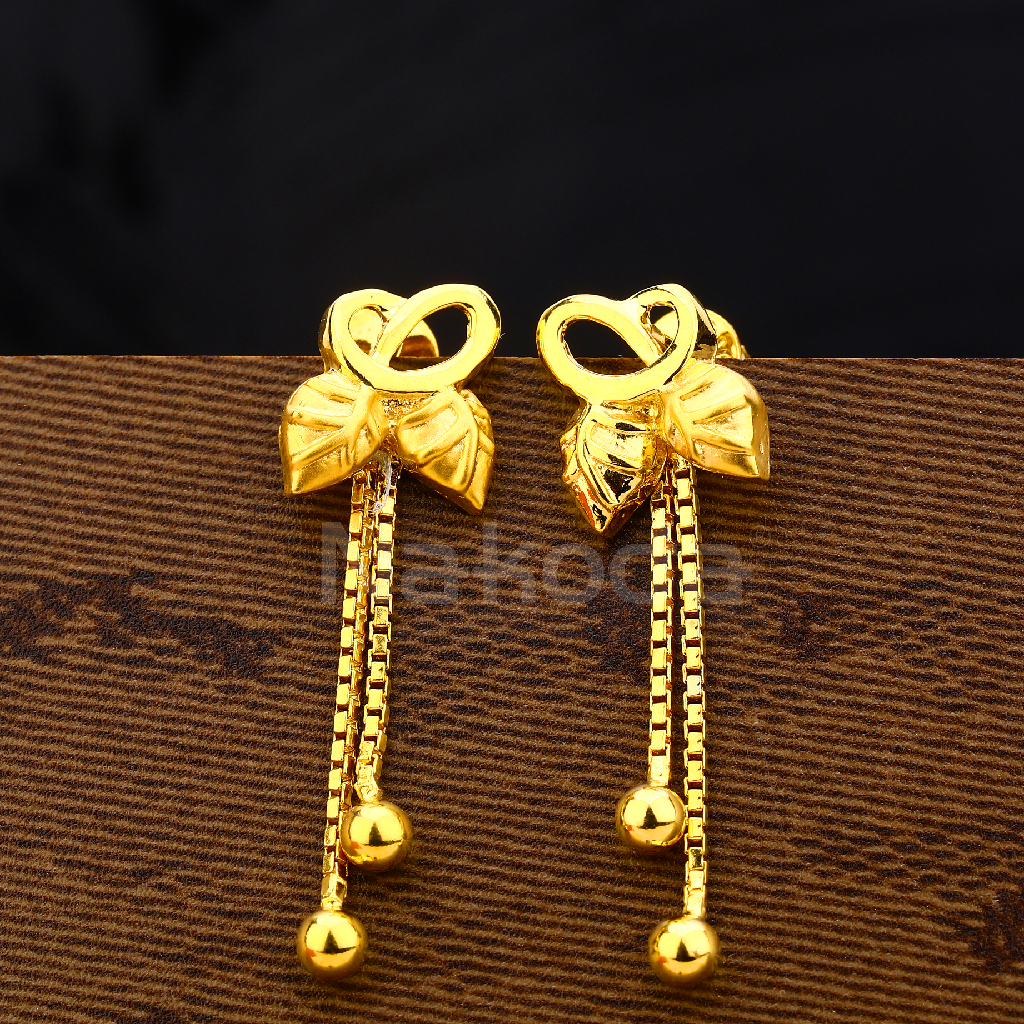 22KT Gold Ladies Designer Plain Earring LPE326