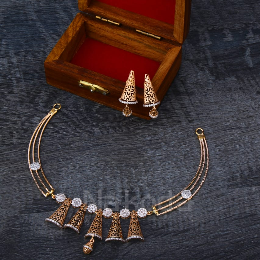 750 Rose Gold Hallmark Designer Ladies Necklace Set RN348