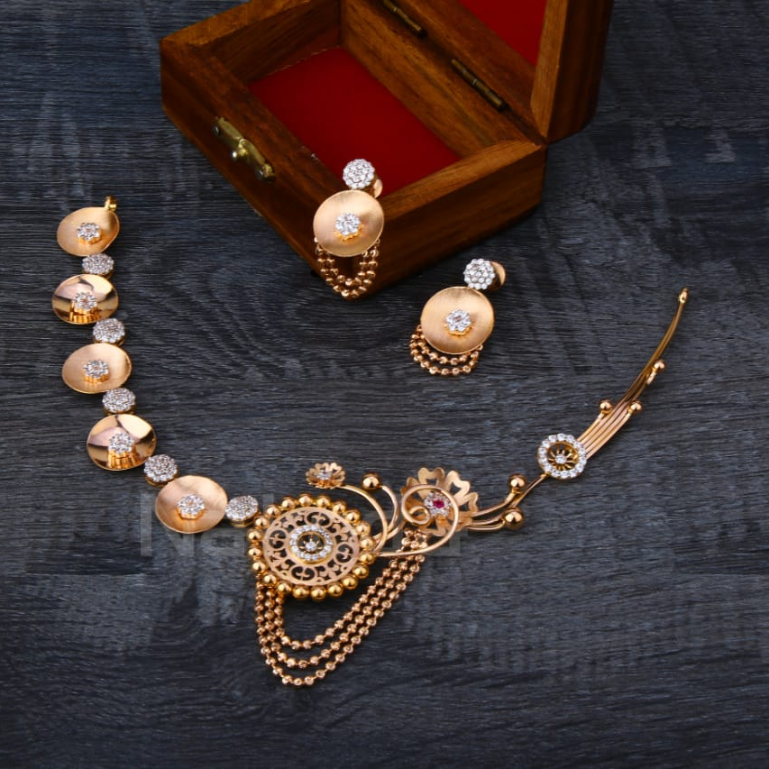 18KT Rose Gold CZ Gorgeous Ladies Necklace Set RN356