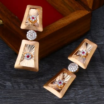 18KT Rose Gold CZ Exclusive Ladies Necklace Set RN358 - Image 2
