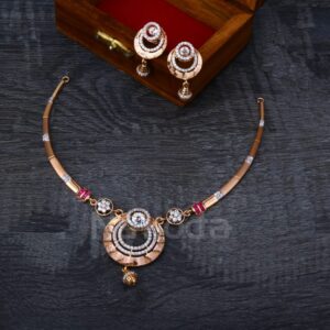 18KT Rose Gold CZ Classic Ladies Necklace Set RN361
