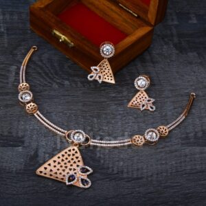 18KT Rose Gold Hallmark Stylish Ladies Necklace Set RN363
