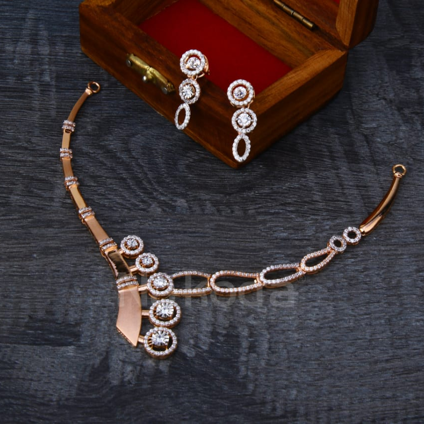 18KT Rose Gold Hallmark Gorgeous Ladies Necklace Set RN364 - Image 3
