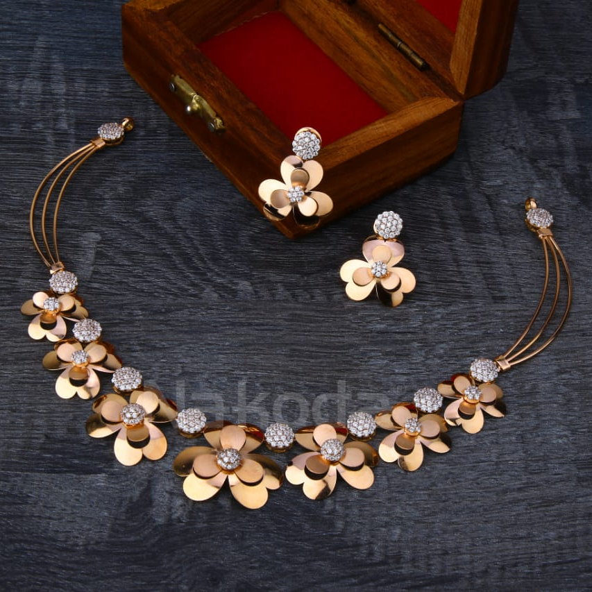 18KT Rose Gold Hallmark Fancy Ladies Necklace Set RN365
