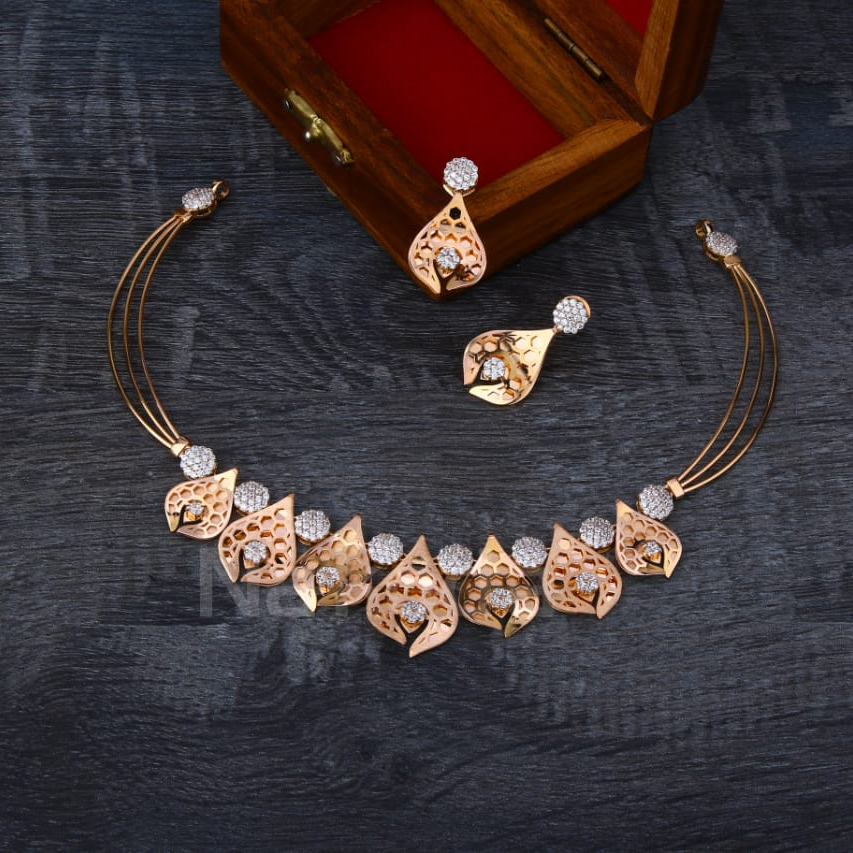 18KT Rose Gold Hallmark Designer Ladies Necklace Set RN367