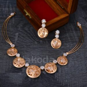 18KT Rose Gold Hallmark Delicate Ladies Necklace Set RN368