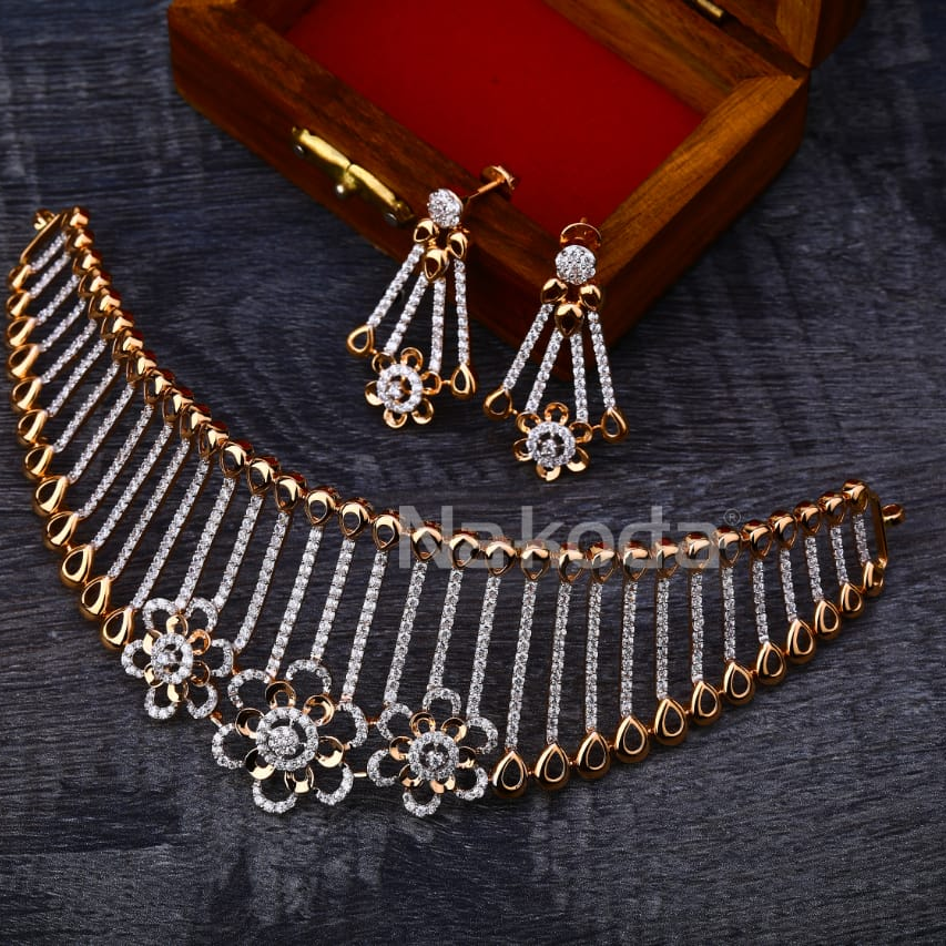 18KT Rose Gold Ladies Designer Necklace Set RN374