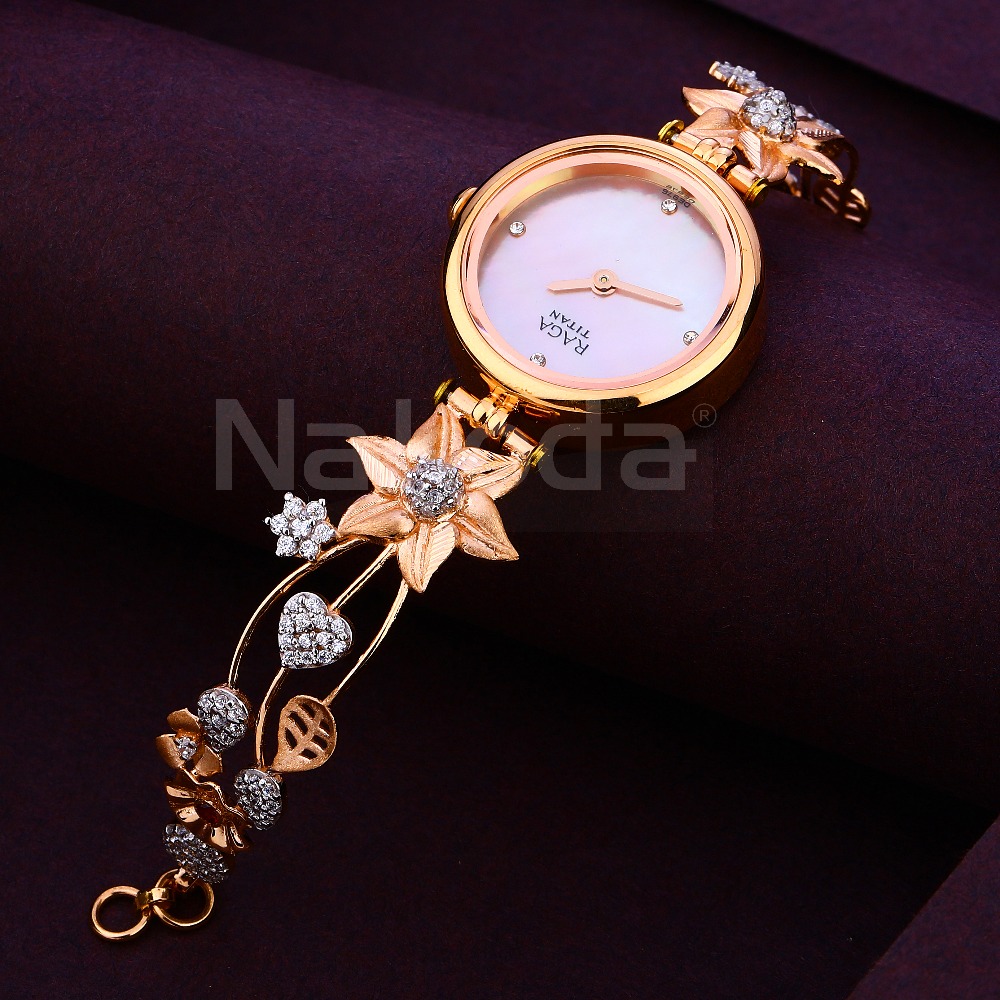750 CZ Rose Designer  Ladies Gold Watch RLW380