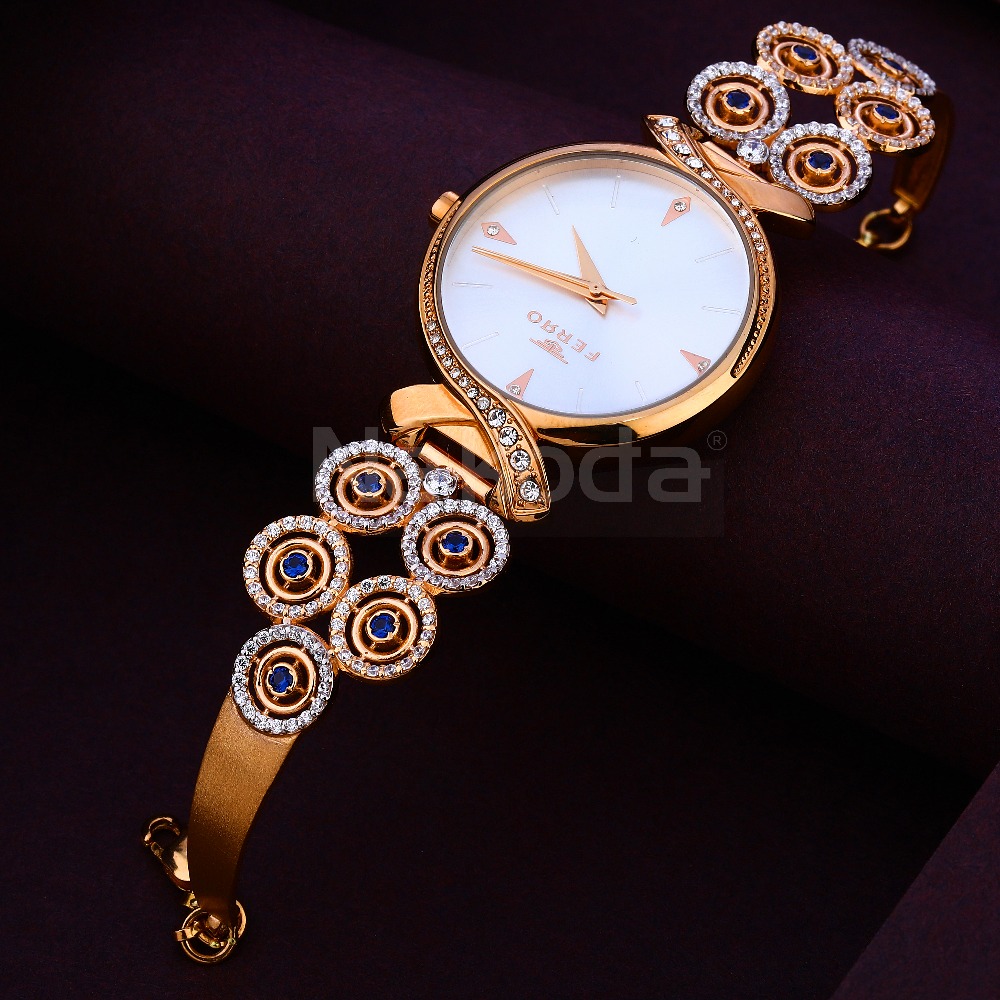 750 CZ Rose Classic Ladies Gold Watch RLW379
