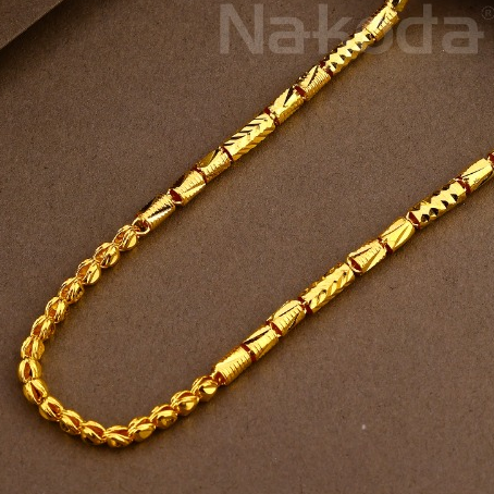 22KT Gold Hallmark Stylish Mens Hollow Chain MHC52 - Image 2