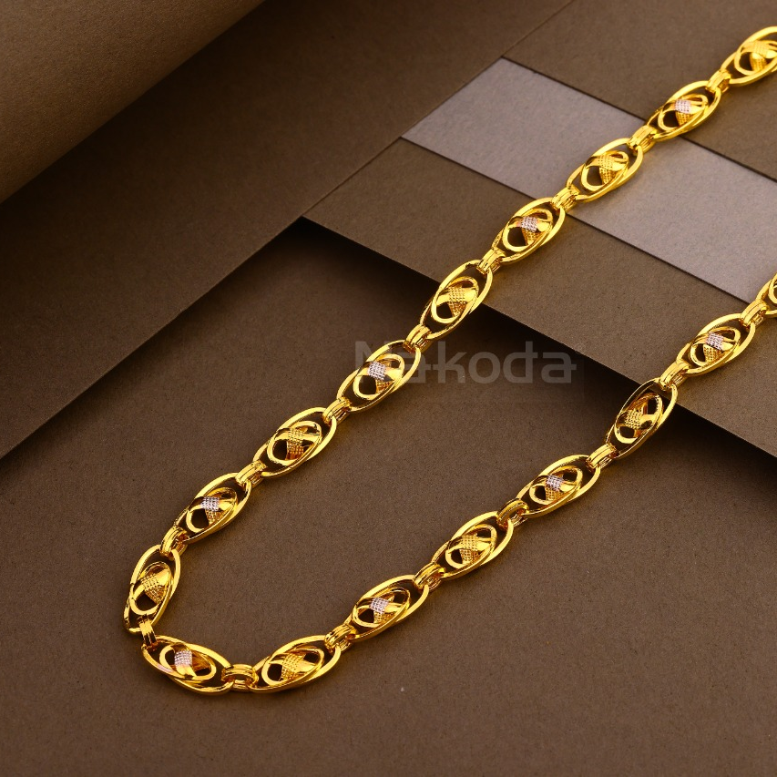 22KT Gold Hallmark Exclusive Mens Hollow Chain MHC49 - Image 3