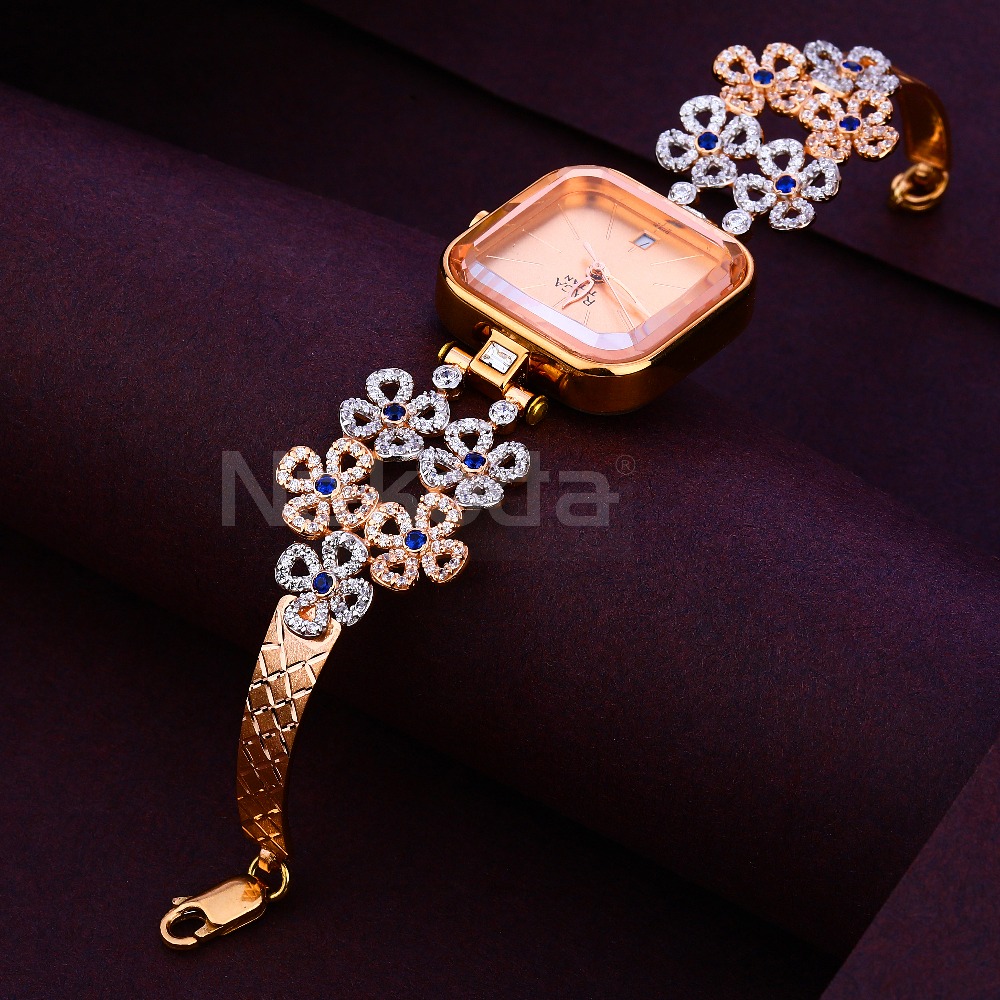 18CT CZ Women's Fancy Hallmark Rose Gold Watch RLW375 - Image 2