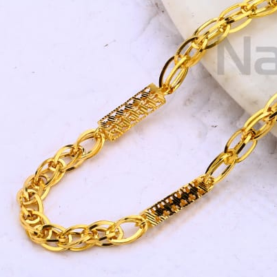 916 Gold CZ Hallmark Mens Choco Chain MCH690 - Image 2